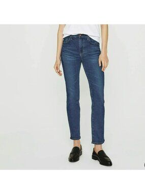 AG Adriano Goldschmeid Saige High-Rise Straight Jeans Womens 25 Dark Wash Blue